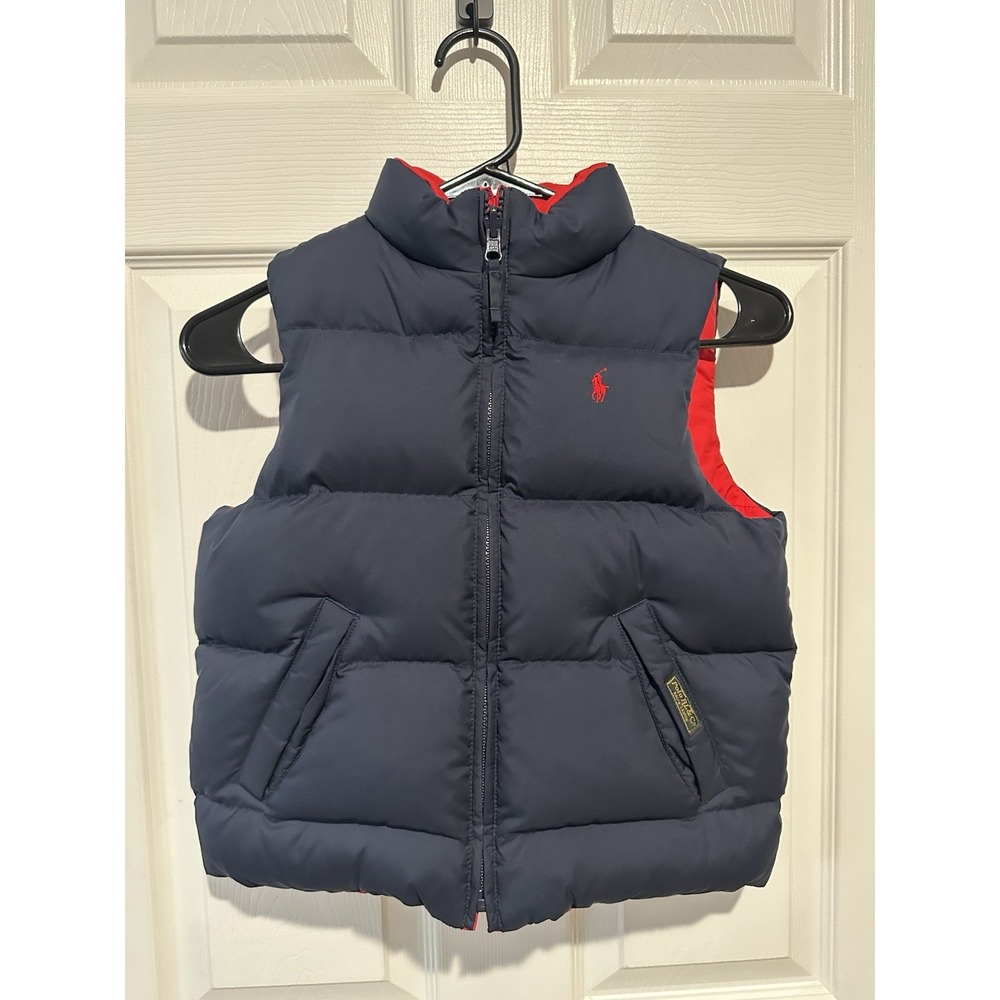 Polo Ralph Lauren Down Puffer Vest Boy's Size 5 Navy‎ Blue & Red Reversible